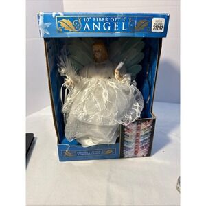Vintage 10 Inch Fiber Optic Angel Christmas Tree Topper Color Change Continuous